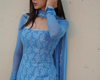 Elegant blue sharara,top and sharara with dupatta,indian traditional wear,bollywood party wear dress,heavy embroidery marriage wear forwomen