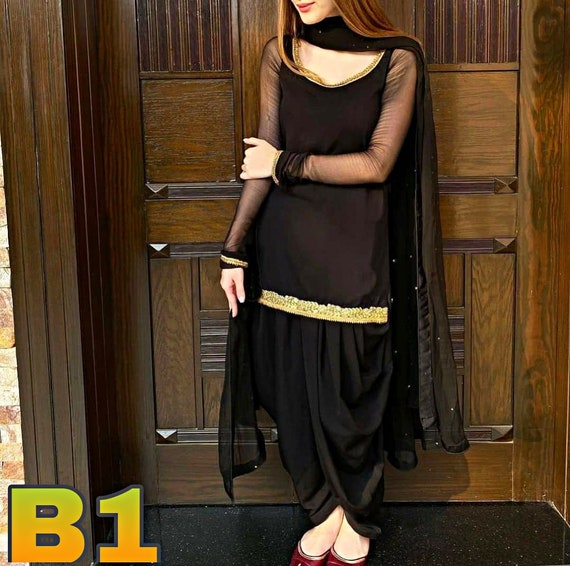 Punjabi Suit Patiyala Suit Set Punjabi Salwar Dhoti Kurta Top Punjabi Dress Traditional Suit Set Wedding Festival Suit Set Patiyala Salwar Etsy