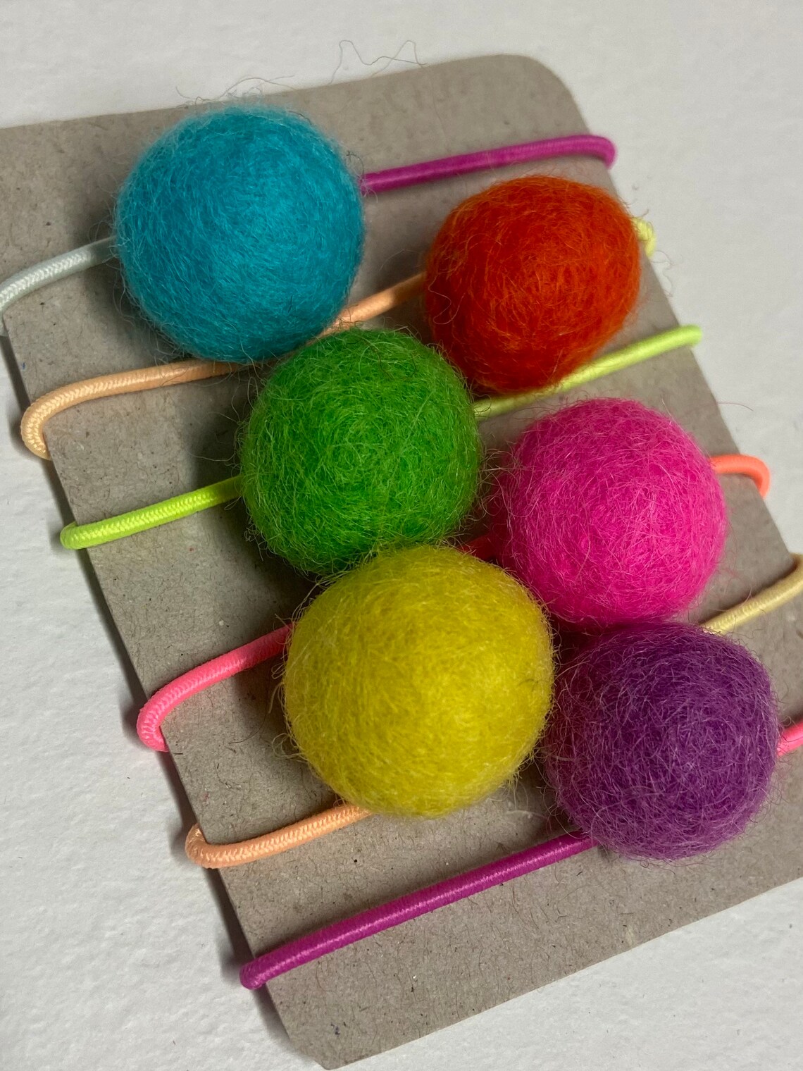 Pair of hair elastics with felt ball bobble Etsy