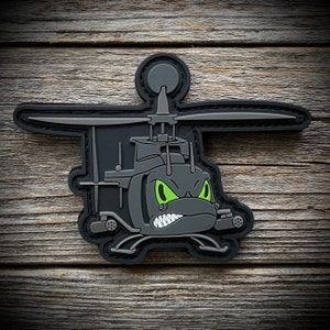 OH-58 Kiowa Helicopter Cartoon PVC Patch - Military Aviation - Army, Navy, Air Force, Marine Corps