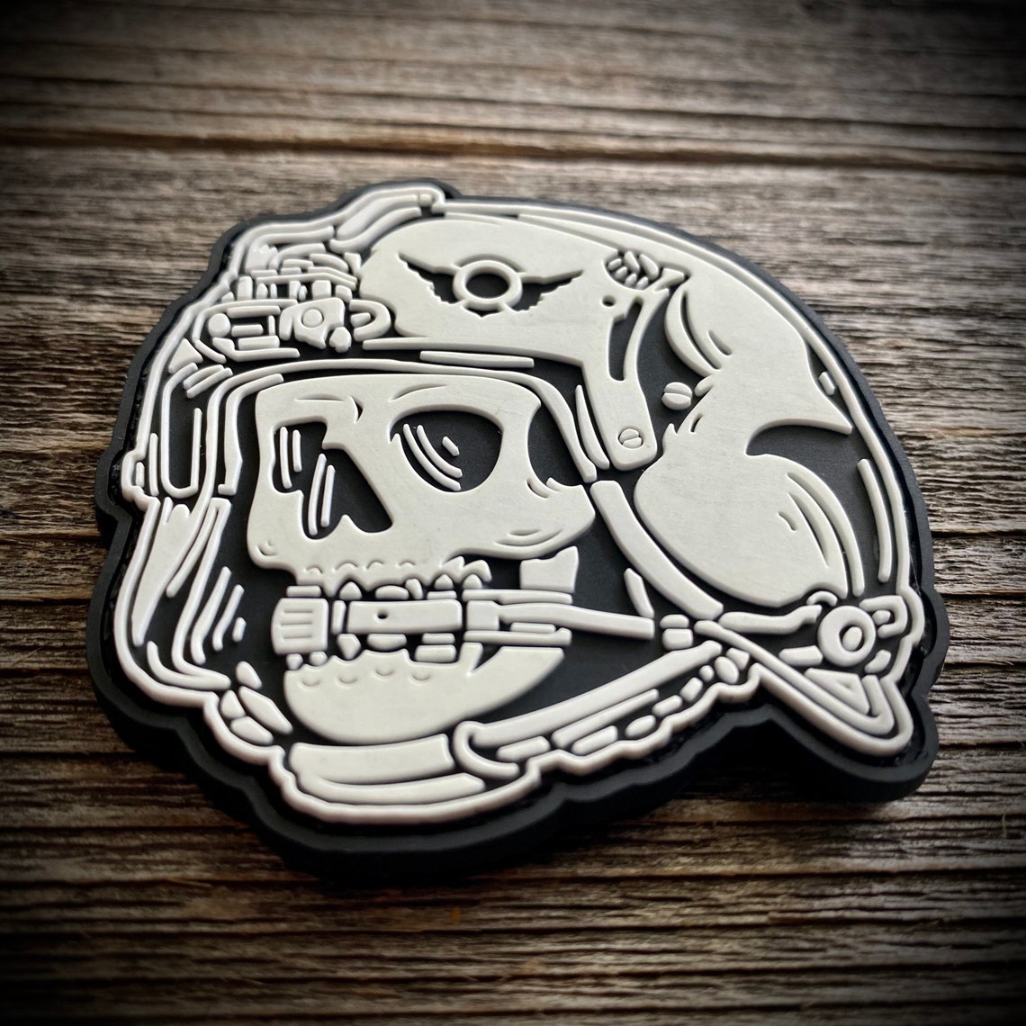 Skull Aviation Helmet PVC Patch Military Aviation Pilot Etsy