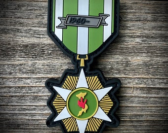 Republic of Vietnam Campaign Medal PVC Patch - U.S. Military - Army, Navy, Marine Corps, Air Force - Gold Metallic PVC - Hook & Loop Backing