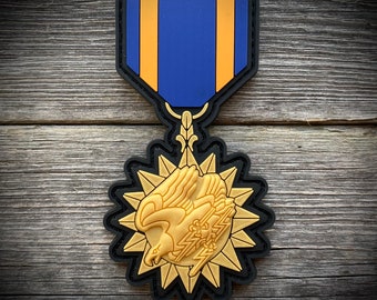 Toppa in PVC Air Medal - Aviazione militare statunitense - Esercito, Marina, Corpo dei Marines, Aeronautica - PVC metallizzato oro