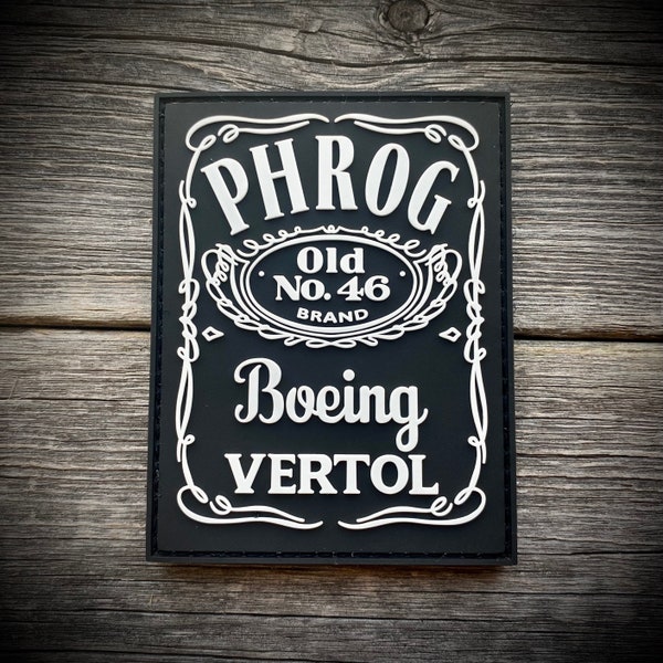 Phrog “Old No. 46” PVC Patch - Jack Daniels Parody - CH-46 Helicopter Phrogs Forever - Navy Marine Corps Aviation