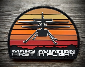 Ingenuity Helicopter Commemorative PVC Patch (Glows) - Mars Aviation First in Flight - Mars Rover, NASA, JPL, Space Exploration, Drone
