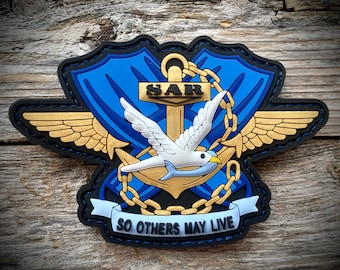 Búsqueda y Rescate de la Marina SAR - Parche de PVC - Nadador de rescate - Para que otros puedan vivir - Aviación naval - Jefe de tripulación - Piloto