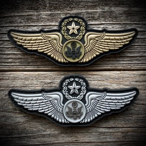 LUFTWAFFE “Aviation” Abzeichen PVC Aufnäher - Enlisted Aircrew Wings - Master, Senior, Basic - Farben: Silver Metallic und MultiCam