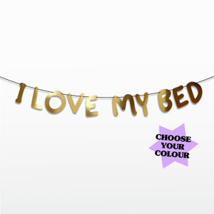 I love my Bed String Bunting (Choose your Colour - 11 Colour Options!) (Party Decor, Banner)