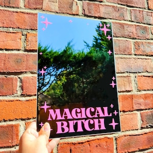 Magical Bitch A4 Mirror (Wall Art, Home Decor) Gift Idea, Selfie Mirror