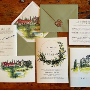 Hand painted bespoke watercolour wedding invitations & on the day stationary made to order - DEPOSIT