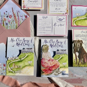 Luxus handgemalte maßgeschneiderte Hochzeitseinladungen mit handgemaltem Text - made to order - made in Germany