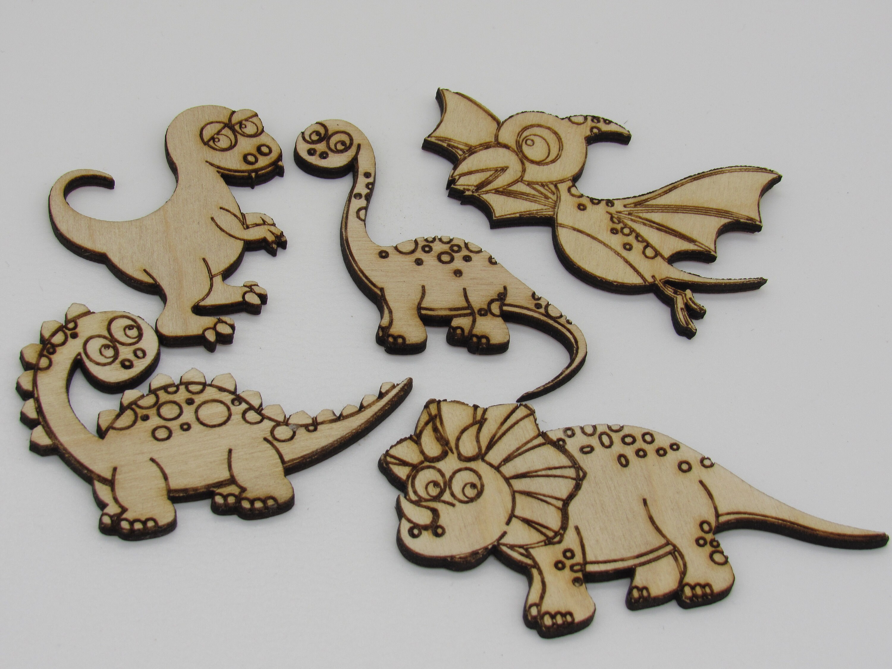 Set of Small Dinosaur Shapes for Crafts Wooden Dinosaur Etsy UK