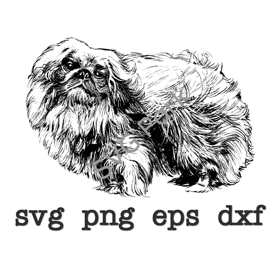 Pekingese svg png eps dxf Dog Vector Silhouette Cameo | Etsy
