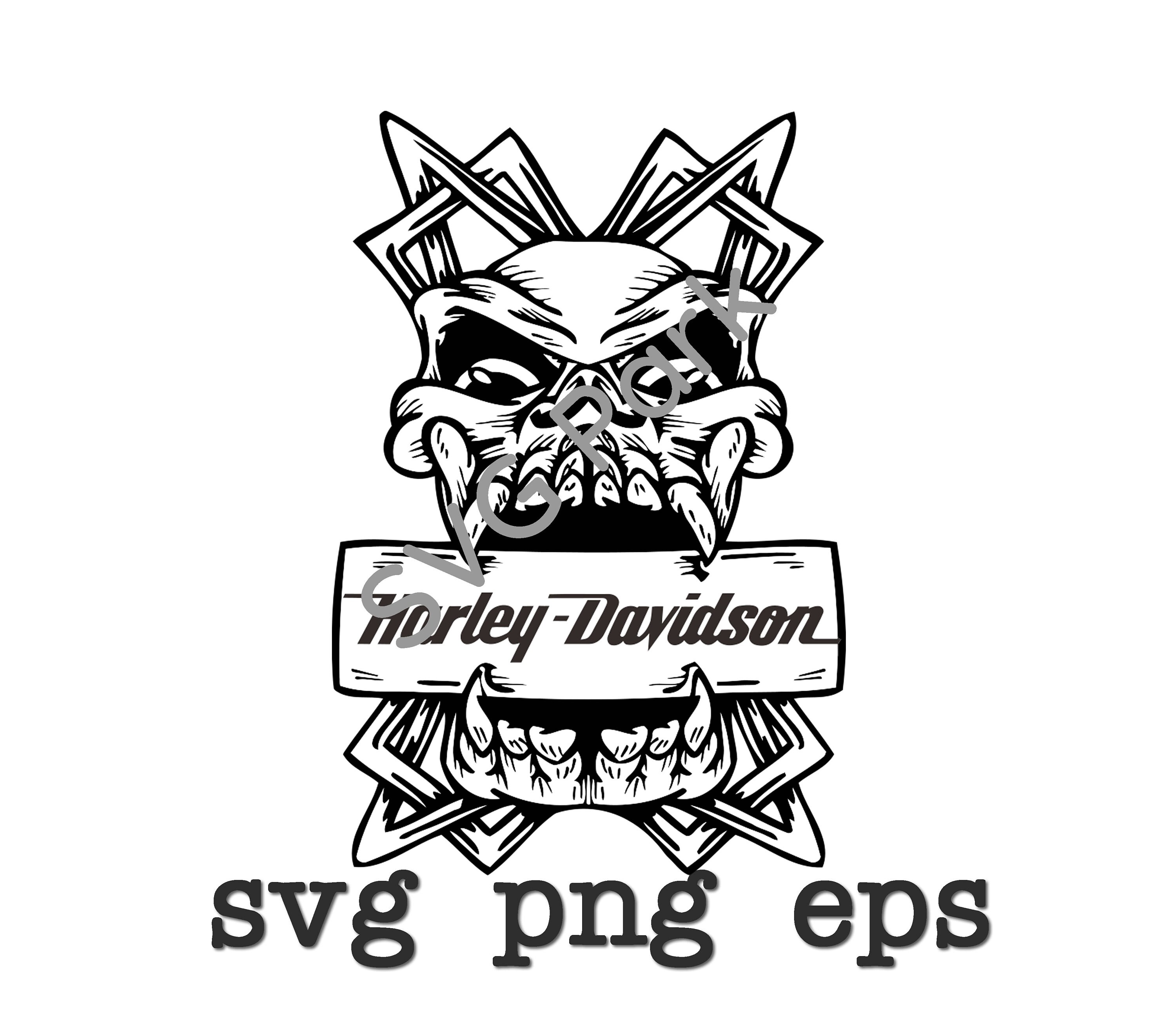 Skull Harley Davidson svg files png &amp; eps | Etsy
