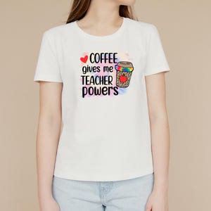 Le café me donne des pouvoirs de professeur T-shirt et sac fourre-tout | Cadeau drôle de professeur | Motif léopard | Rentrée des classes et appréciation des enseignants