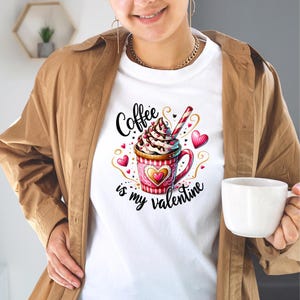 Coffee is My Valentine T-Shirt & Tote | Cute Coffee Lover Valentine’s Day Gift | Whimsical Apparel + Accessories for Coffee Fans