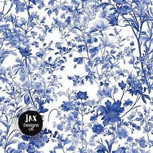 Floral Seamless Pattern File, Vintage  Floral Fabric, Repeating Pattern, Digital Paper,  Floral Surface Pattern, Seamless Toile de Jouy