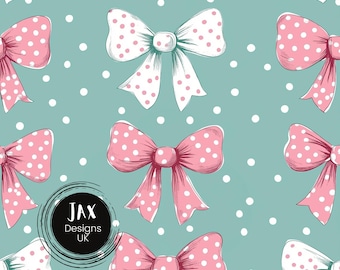 Polka Dot Coquette Bow Pattern, Seamless File, Pink Coquette Valentine's Day seamless, Bow Digital Paper, Preppy Pattern, Goth Girls Pattern