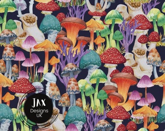 Mushroom Seamless Pattern Rainbow Fabric Print Repeating Pattern Digital Scrapbook Surface Bright Pattern Fabric