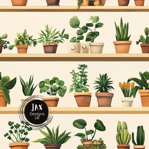 House Plant Seamless Pattern, Plant Addict Pattern, Seamless Patterne, Repeatable Pattern, Botanical Seamless, Downloadable Digital Paper
