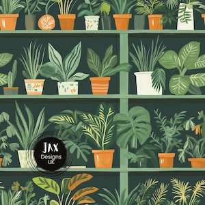 House Plant Seamless Pattern, Plant Addict Pattern, Seamless Patterne, Repeatable Pattern, Botanical Seamless, Downloadable Digital Paper