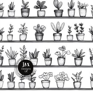 House Plant Seamless Pattern, Plant Addict Pattern, Seamless Patterne, Repeatable Pattern, Botanical Seamless, Downloadable Digital Paper