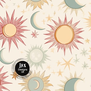 Boho Suns Moons-patroon, boho naadloos patroon, bohopatronen, boho-patroon, hippie naadloos patroon, hipster stofontwerp, neutraal