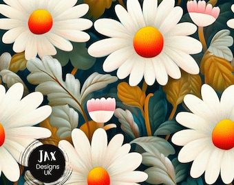 Daisy Seamless Pattern File, Floral Fabric Print, Sublimation, Repeating Pattern, Digital Paper,  Floral Surface Pattern, Daisy Pattern Tile