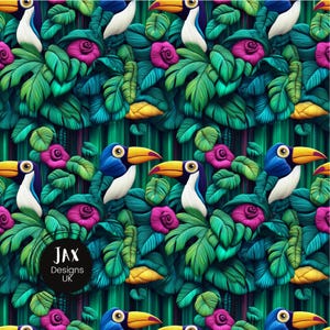 Toucan Seamless Pattern, Hyper realistic Pattern, Bird repeating pattern, Toucan pattern tile, small business pattern, Jungle fabric design