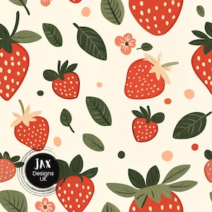 Fichier de motif sans couture fraise, impression de tissu fraises, motif répétitif, papier numérique, motif de surface de fruit, tuile de modèle de filles