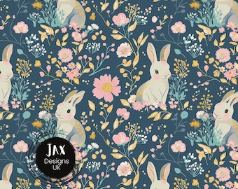 Bunny Seamless Pattern File, Fabric Print, Easter,  Repeating Pattern, Digital Paper, Surface Patter, Rabbit Pattern, Fabric Design Tile