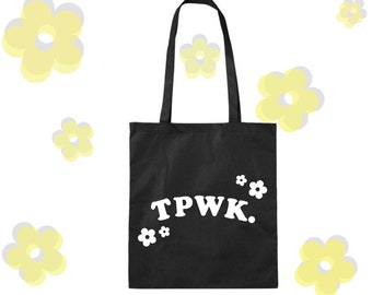 70s style harry flower kindness tpwk tote bag