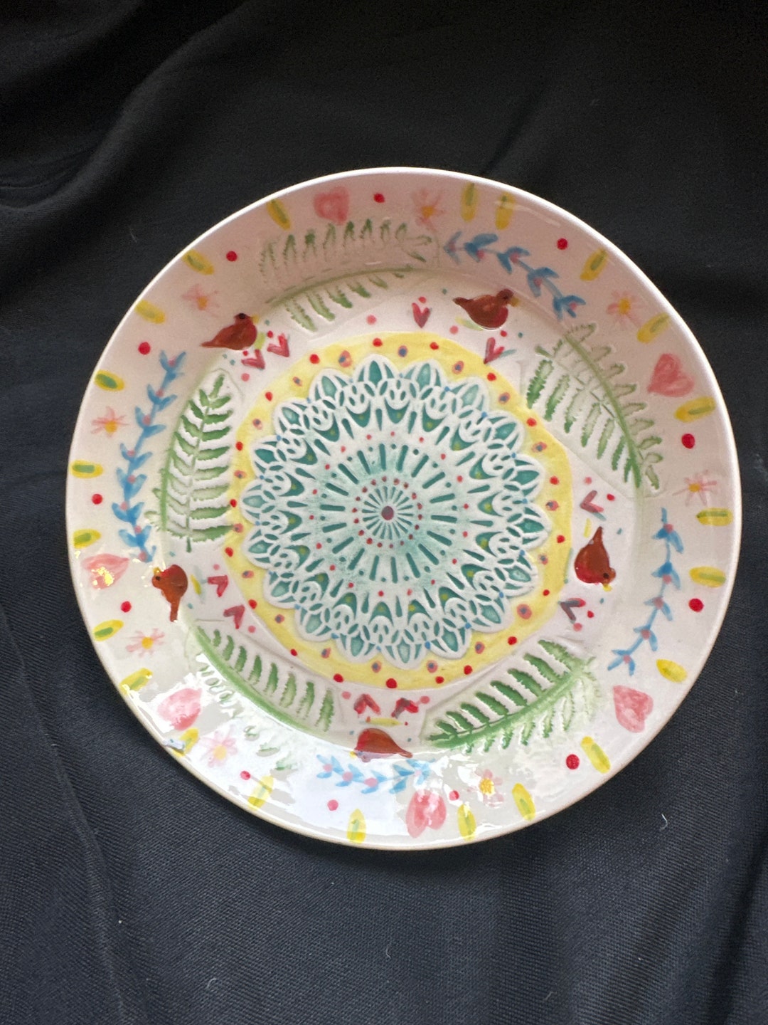 Decorative Ceramic Fern and Robin Plate - Etsy