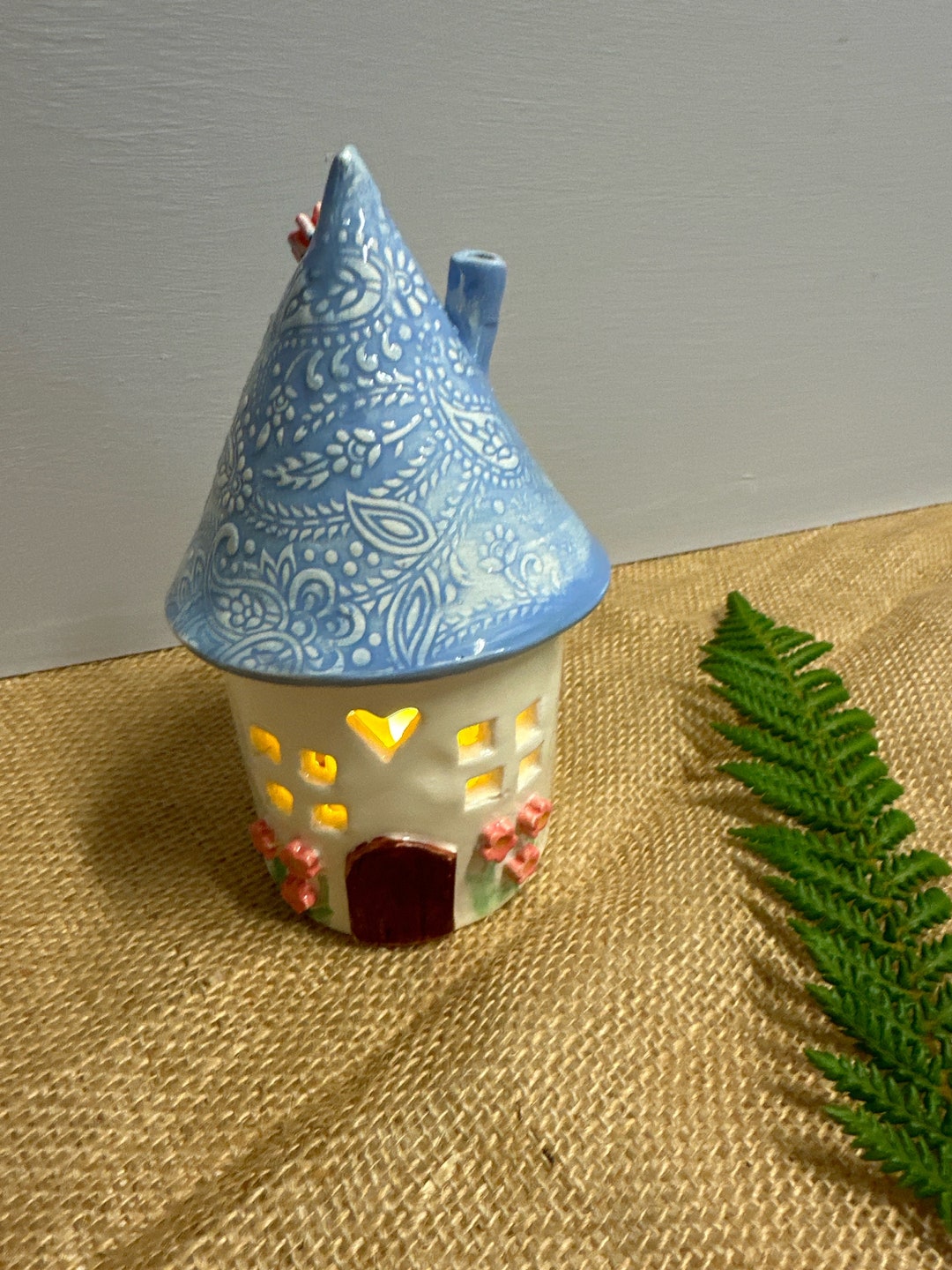 Ceramic Round Fairy Elf House Tea Light Holder Etsy