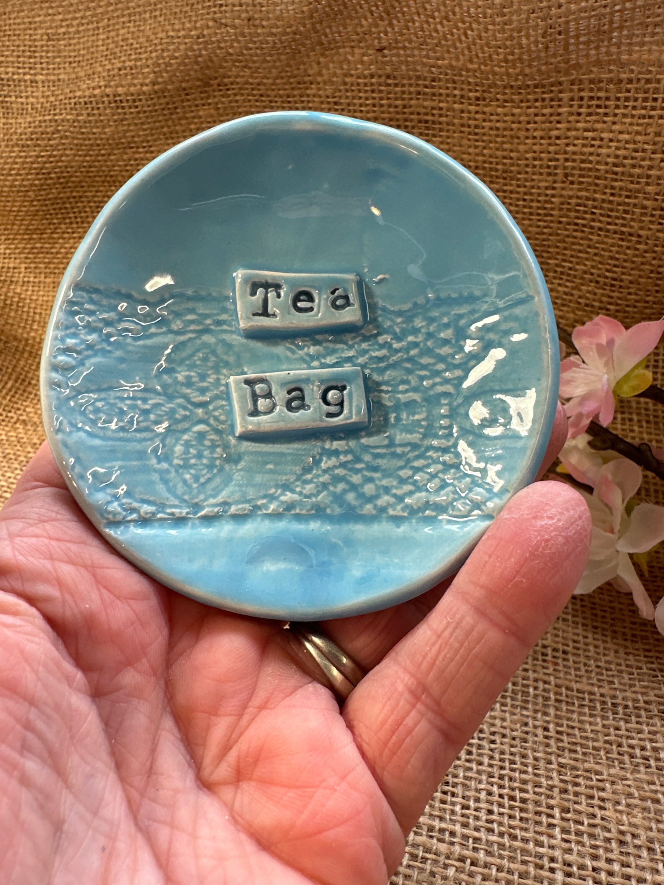 Pretty Tea Bag Dish Handmade. Hand Painted Ceramic Etsy