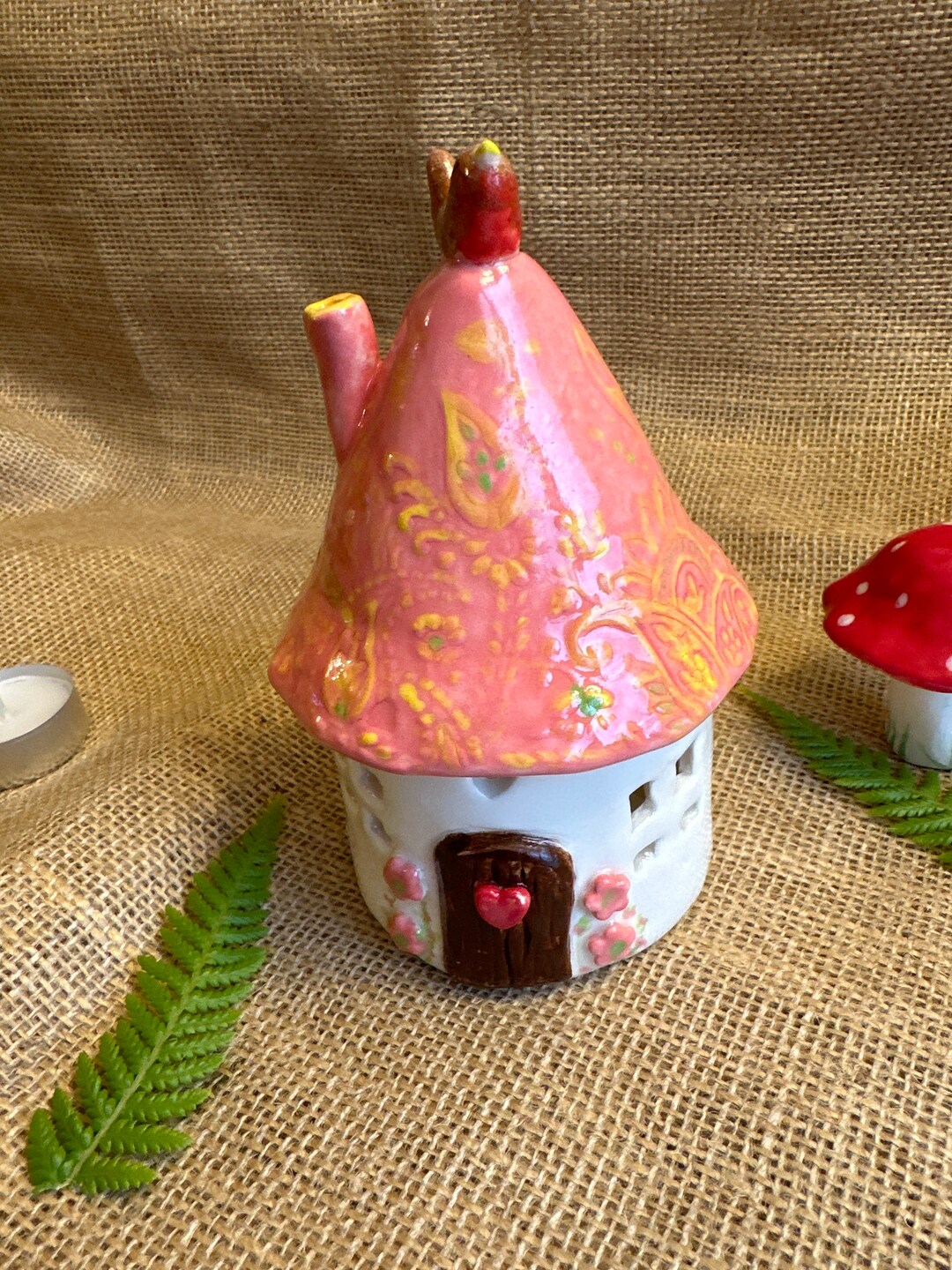 Handmade Ceramic Tea Light House. Tealight Holder Fairy Etsy