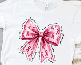 Breast Cancer Bow Shirt, Together We Fight Shirt, Cancer Support Shirt, Ribbon Breast Cancer Shirt, Cancer Awareness Bow Tee