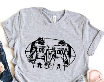Maillot deux joueurs de football, maillot de footballeur personnalisé pour maman, t-shirt personnalisé avec nom et numéro de joueur, maillot de maman de footballeur pour garçons, maillot pour le jour du match