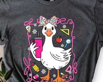 Coquette Silly Goose Teacher Shirt: Retro Floral Back to School Tee, Teacher Appreciation