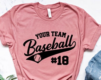 Personalized Baseball Team Shirt | Custom Team Name & Number Tee | Matching Sports Shirts for Team or Fans | Group Baseball Uniform Shirt