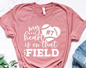 My Heart Is On That Field Shirt - Baseball Mom Shirt, Custom Player Number Tee