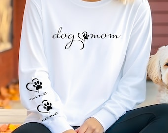 Custom Dog Mama Shirt: Personalized Pet Name Sleeve Tee,  Gift For Dog Owner
