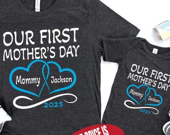 Personalized First Mother's Day Matching Shirt: Custom 2025 Gift