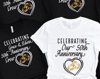 Personalized Wedding Anniversary Shirt, Celebrating Anniversary Crew Shirt, Anniversary Gifts, 50th Anniversary, Anniversary Couple Shirt