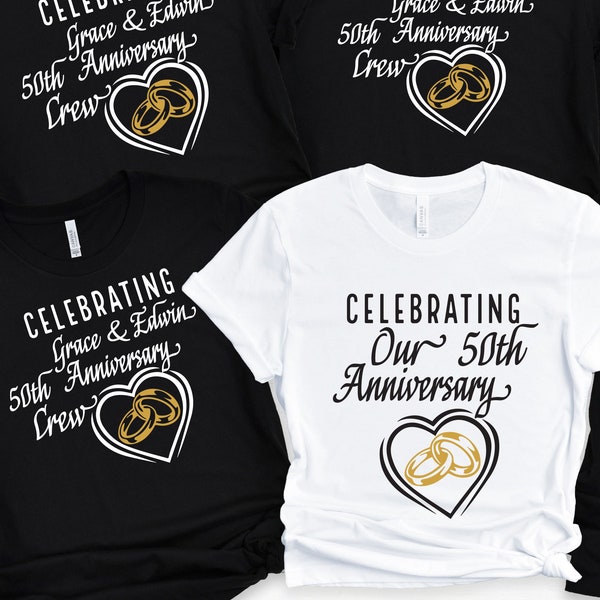 Personalized Wedding Anniversary Shirt, Celebrating Anniversary Crew Shirt, Anniversary Gifts, 50th Anniversary, Anniversary Couple Shirt