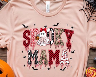Spooky Mama Halloween Shirt: Matching Family Ghost Tee, Mimi Gigi and Nana Fall  Season