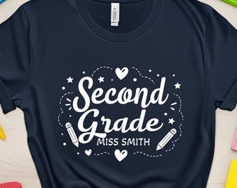 Personalized Second Grade Teacher Shirt, 2nd Grade Teacher, Custom Teacher Shirt, Second Grade Team Shirt