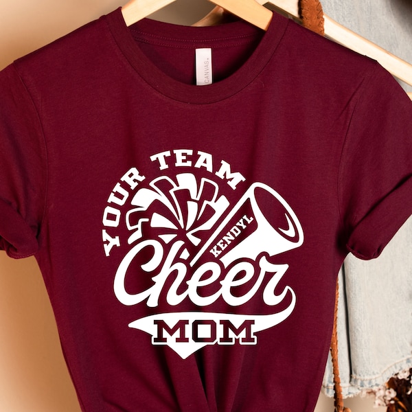 Personalized Cheer Mom Shirt, Cheerleader Shirt, Cheer Mom Shirt Megaphone, Cheer Mom Gift, Custom Cheer Mom Shirt, Cheerleader Team