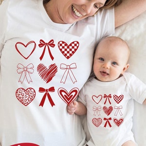 Coquette Valentine&#39;s Day Heart Bow Shirt, Retro Valentine Shirt, Valentines day Bow Shirt, Coquette Bow T Shirt, Coquette Valentine