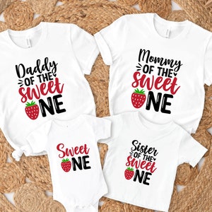 Sweet One Strawberry  Matching Birthday Shirt, Sweet One Family Shirt, Birthday Family Shirt, First Birthday Shirt, Strawberry Birthday Tee